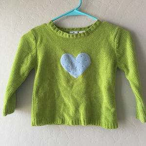 Kids green sweater with heart detail